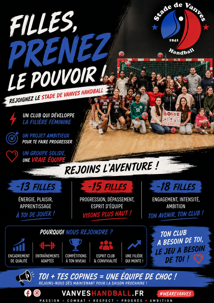 Recrutement filles -13ans, -15ans et -18ans